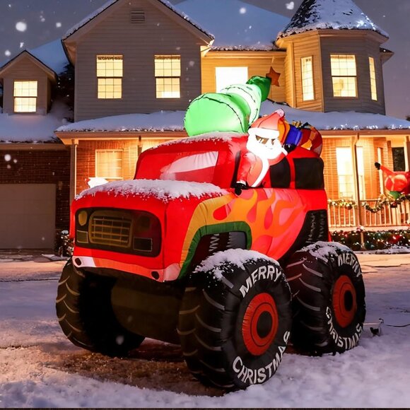 🆕7.5FT Christmas Inflatable Santa Drive Monster Truck LED Light Yard Decoration - Picture 2 of 8